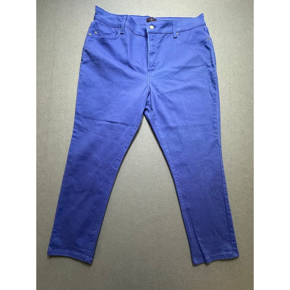 NYDJ Womens 16W Purple Straight Leg Crop Jeans Stretch Made in USA Lift Tuck -50